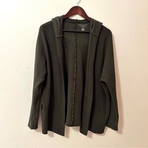 American Eagle Waffle Hooded Soft & Sexy Long Sleeve Open Cardigan Sweater